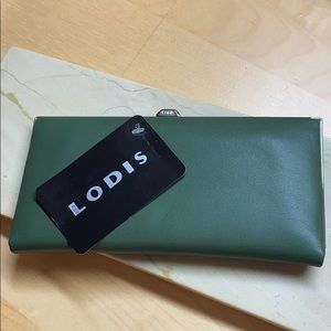 NWT Lodis Green Leather Wallet